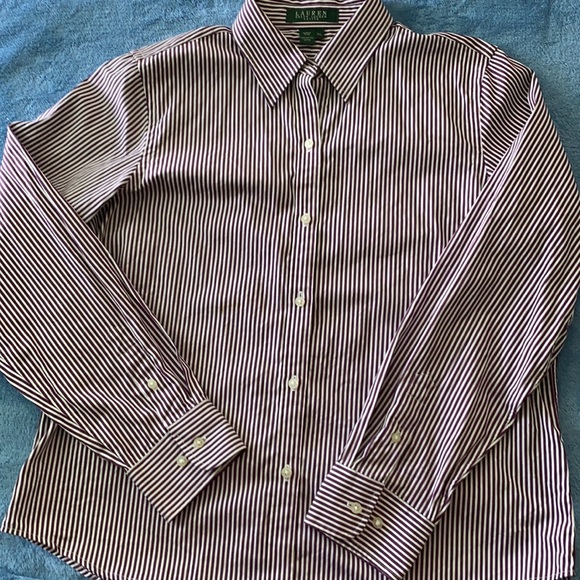 Lauren Ralph Lauren striped button down shirt LP - Picture 6 of 8